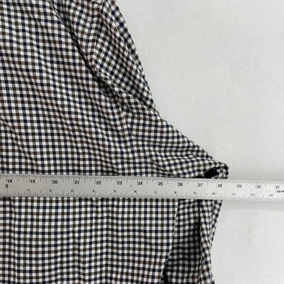 Izod Button-Down Shirt Men's Sz 36-37 Brown Blue Classic Fit Stretch Gingham - Picture 3 of 9